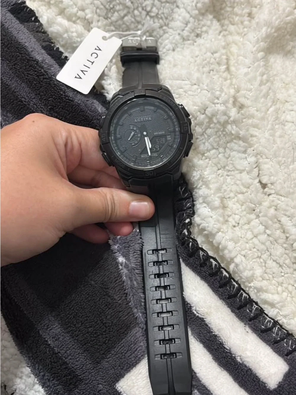 ACTIVA All-Black Sport Digital-Analog Watch